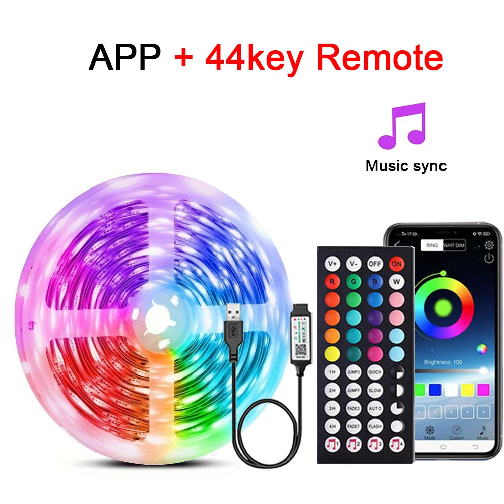 RGB LED Light Strip — USB Music-Sync Smart Ribbon with Bluetooth & Remote (5V) — view 9 of smart lighting