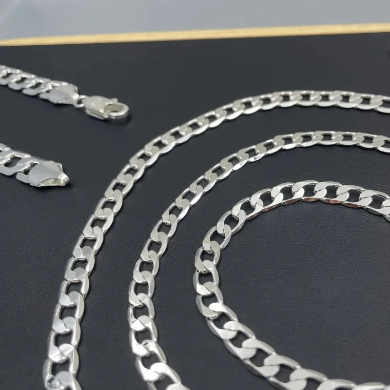 Men's 925 Sterling Silver Cuban Link Chain Necklace — 2-12mm Face Chain Jewelry — view 2 of jewelry