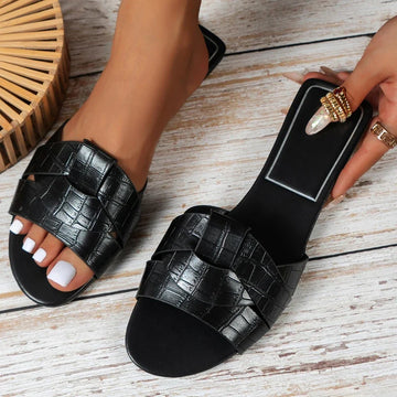 Designer-Look Woven Slippers — Comfortable Flat Summer Slides for Women — view 1 of sandals & slides