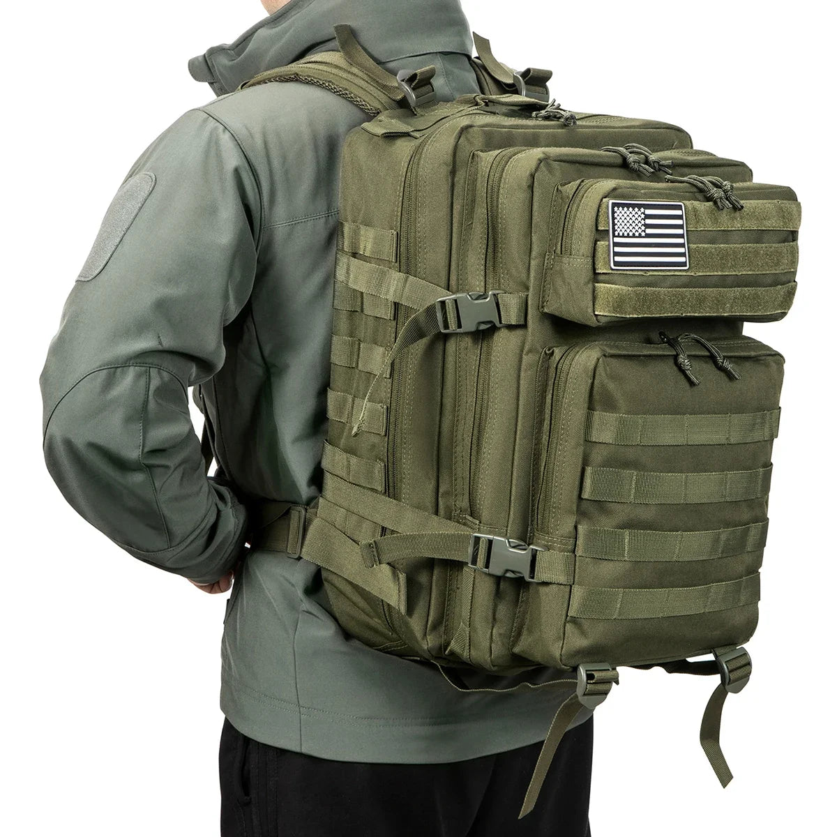 45L Tactical Military-Style Backpack — MOLLE Webbing for EDC & 3-Day Use — view 4 of outdoor sports