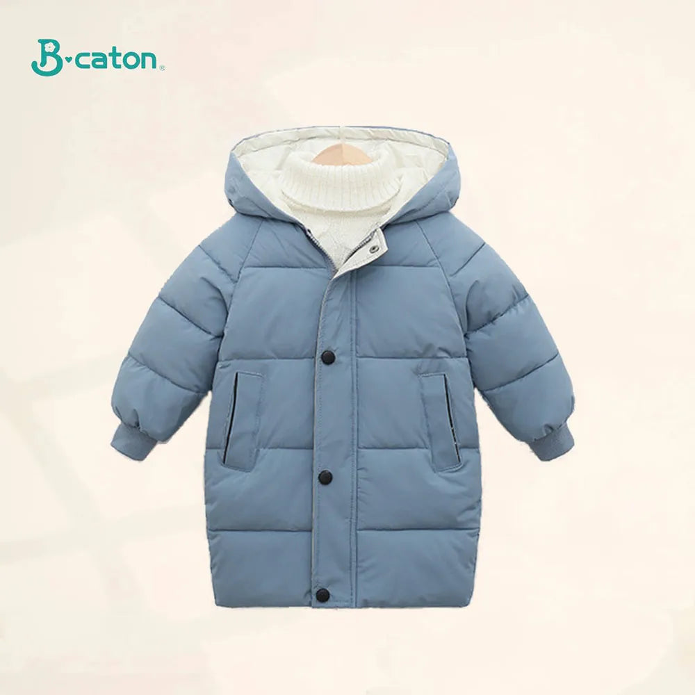 Children Down Coat Mid-length Long Sleeve Boys Girls Puffer Down