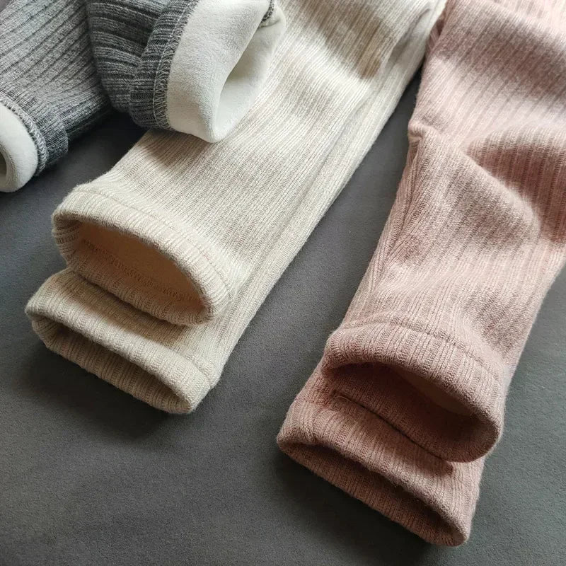 Warm Cashmere Pants for Girls Autumn Winter Kids Clothing Children Plus Velvet Trousers Keep Warm Cotton