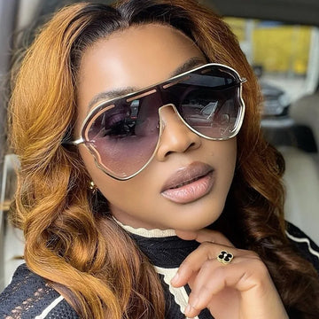Oversized Shield Sunglasses 2024 — Hollow One-Piece Big-Frame Luxury Special-Shaped Eyewear — view 1 of sunglasses