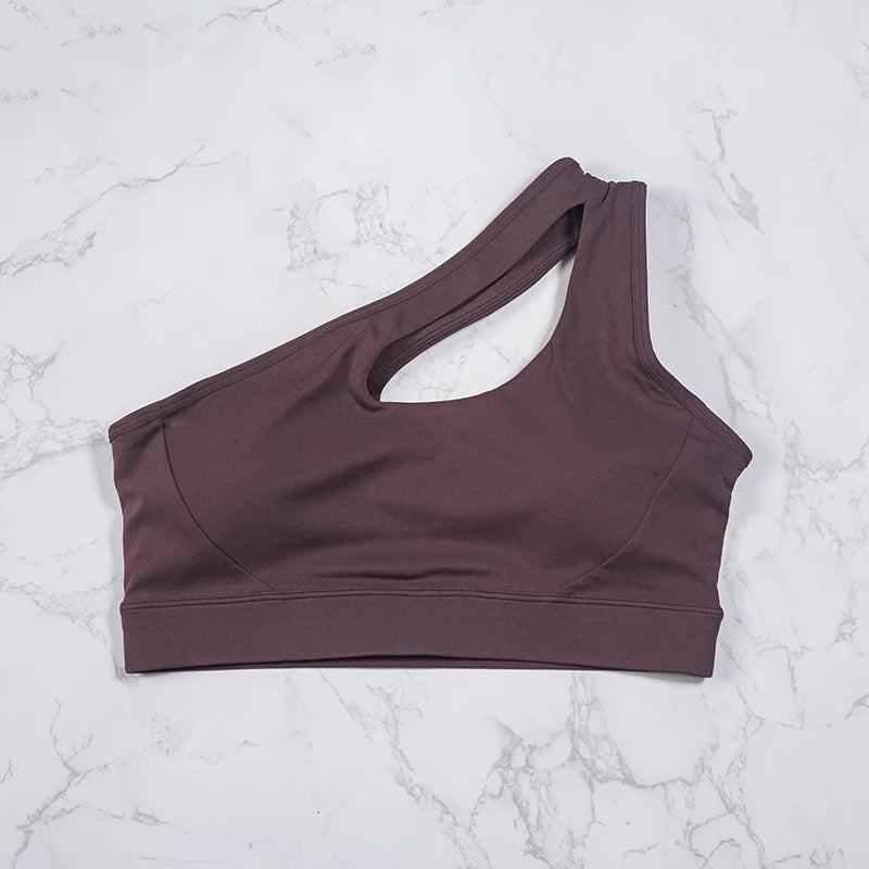 Women’s One-Shoulder Yoga Sports Bra — Fitness Gym Running Workout Top Vest — view 11 of sports bras