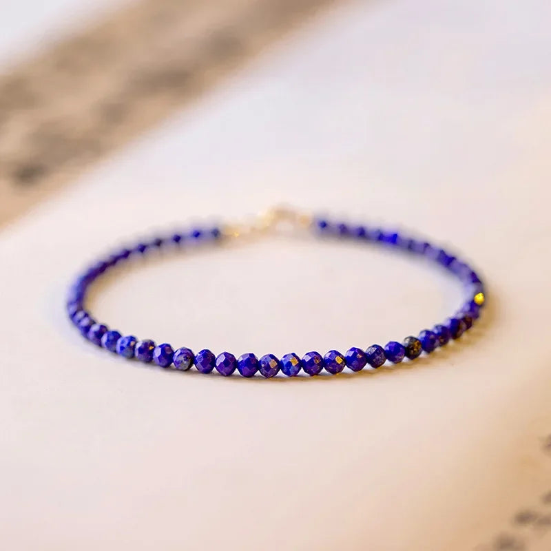 Crystal & Gemstone Lapis Lazuli Beaded Bracelet — 3mm Natural Blue Stones Fine Jewelry for Women — view 4 of crystal & gemstone