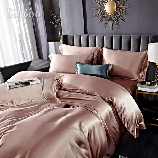 25mm thick natural silk bedding sheet duvet cover set luxurious gift Italy style home decoration sp6642