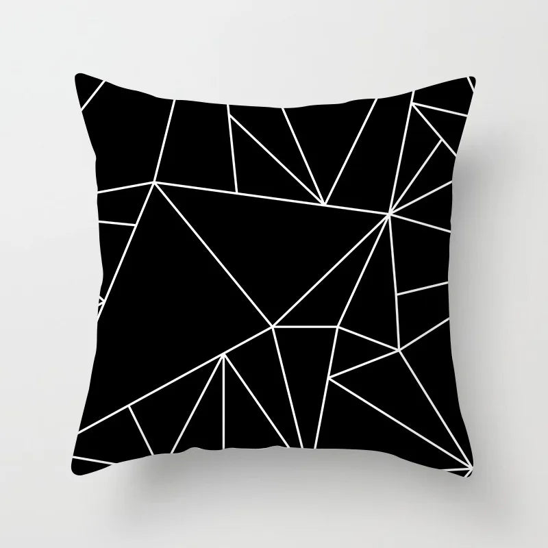 Black &amp; White Geometric Pillowcase &mdash; 45&times;45 cm Modern Sofa &amp; Office Cushion Cover