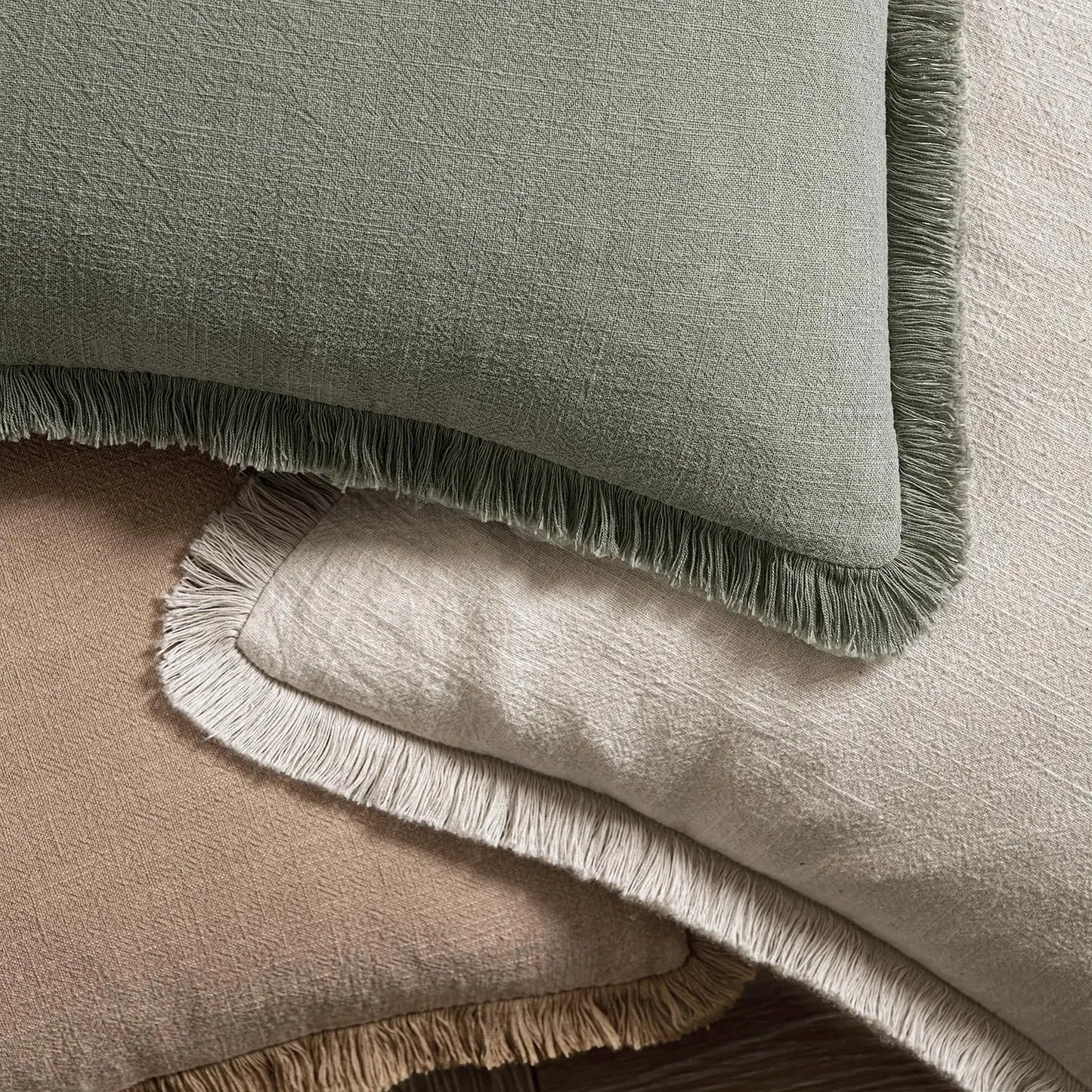 Linen Fringe Throw Pillow Cover — Boho Farmhouse Tasseled Accent Cushion Case — view 4 of cushion covers & pillow cases