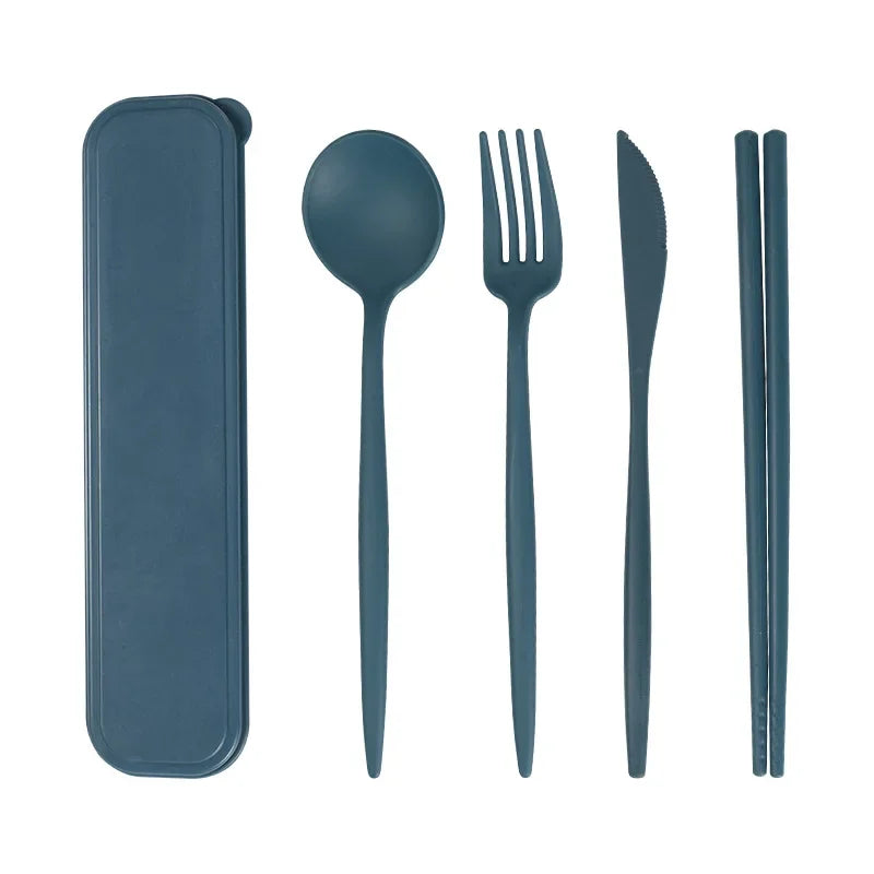 Wheat Straw Portable Cutlery Set &mdash; 4-Piece Reusable Chopstick, Fork, Knife &amp; Spoon — view 5 of dining & tableware