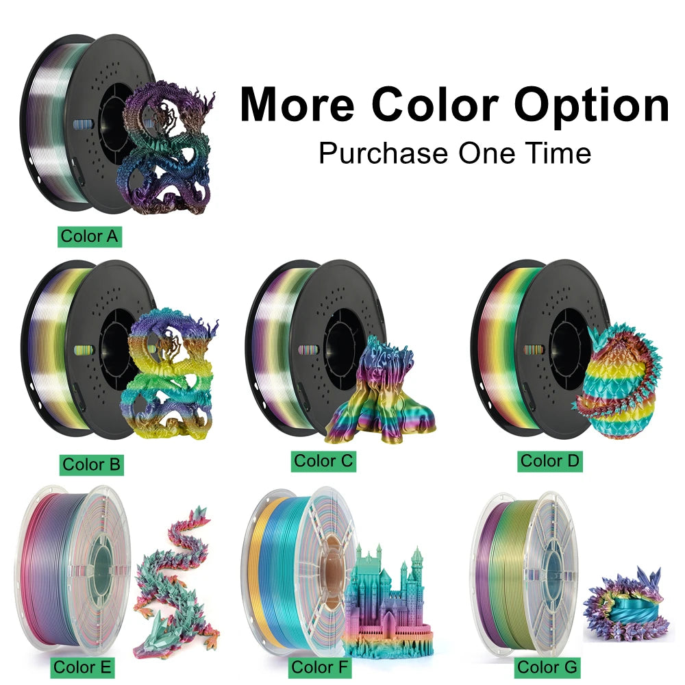 Rainbow Silk PLA 3D Printer Filament 1.75mm, 1kg Spool — product photo 4