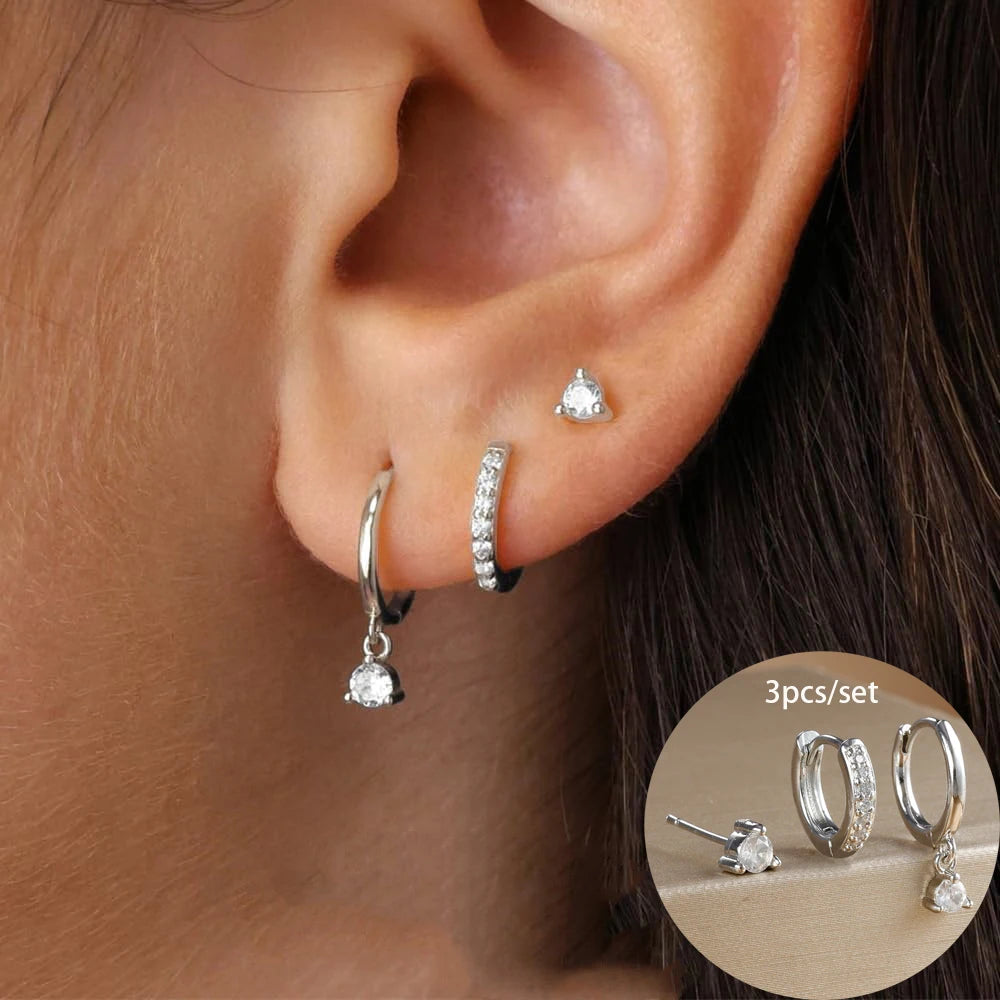 Women's 3pc Star Drop Earrings Set — 18K Gold Plated Round Dangle Jewelry — view 6 of jewelry