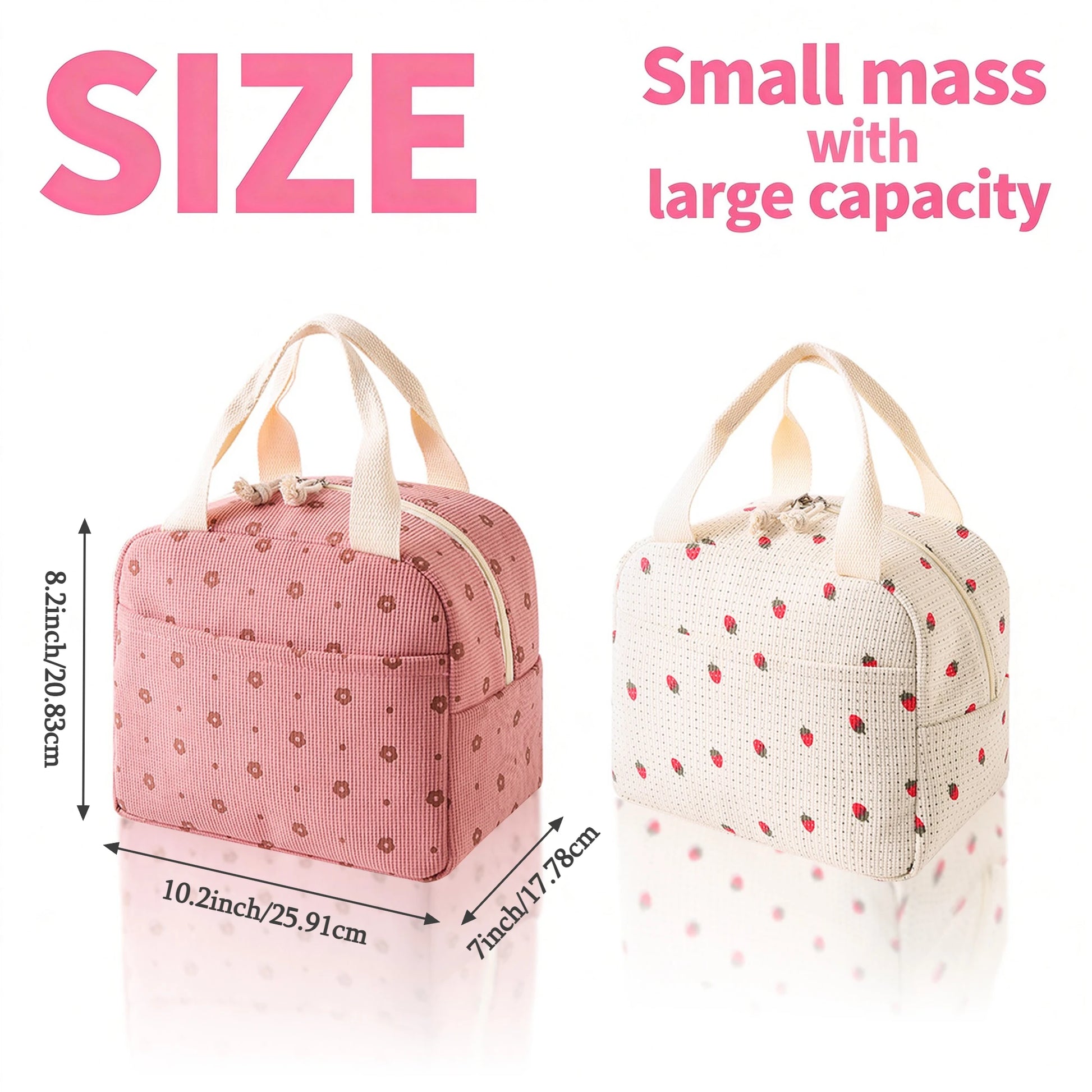 Pink Insulated Lunch Bag - Large-Capacity Cooler Tote for Work & Outdoor Travel — view 3 of lunch bags