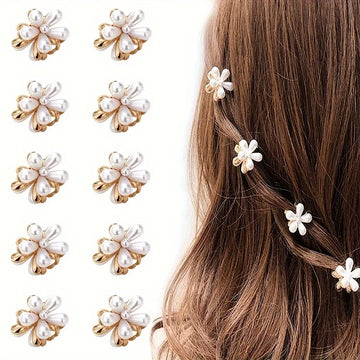 6pcs 3pcs 1pc Kids Women Girls Flower Shaped Hair Grab Clips, Faux Pearl Decorative Hair Barrettes Hair Decoration Accessories — view 1 of product