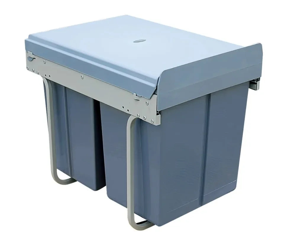 Slide-Out Twin Garbage Bin Cabinet – Easy Access Waste Sorting & Kitchen Storage Solution