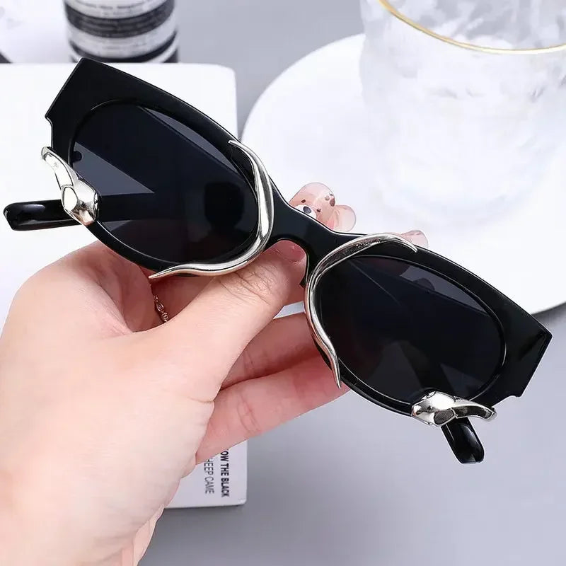 Y2K Snake Sunglasses — Statement Snake-Arm Oval Retro Luxury Designer UV400 Vintage Shades — view 1 of sunglasses