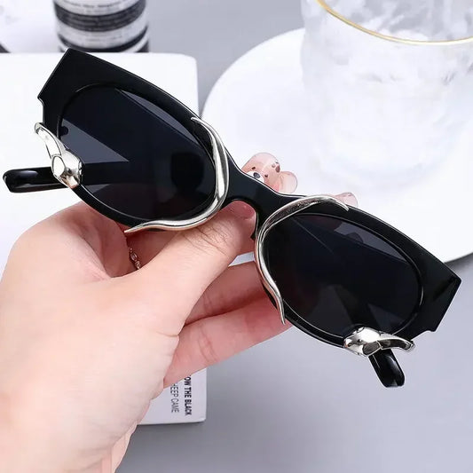Y2K Snake Sunglasses — Statement Snake-Arm Oval Retro Luxury Designer UV400 Vintage Shades — view 1 of sunglasses