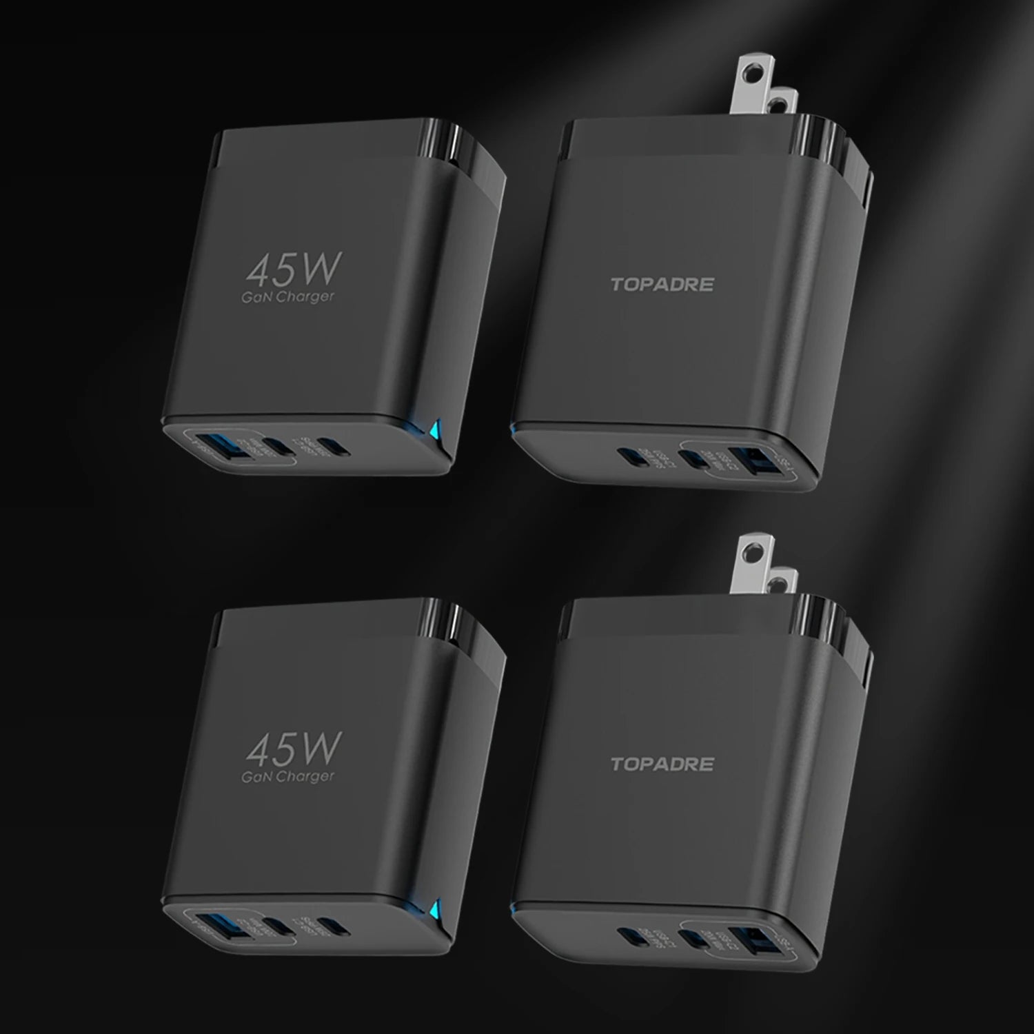 2-Pack 45W 3-Port USB Wall Charger — Quick Travel Fast Charge Adapter — view 9 of chargers & cables