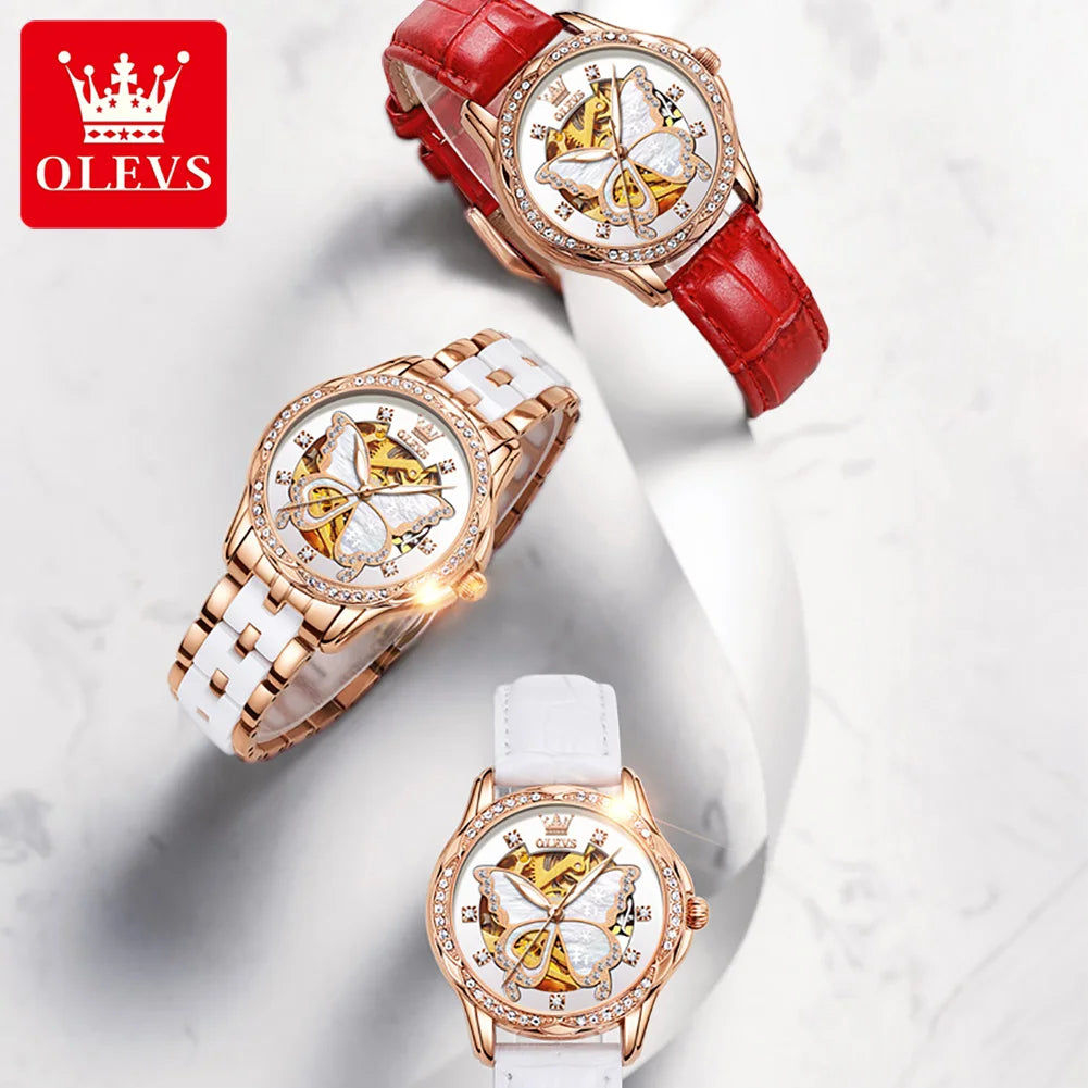 OLEVS 6622 Women's Butterfly Dial Watch — Luxury Diamond Quartz Wristwatch — view 5 of watches