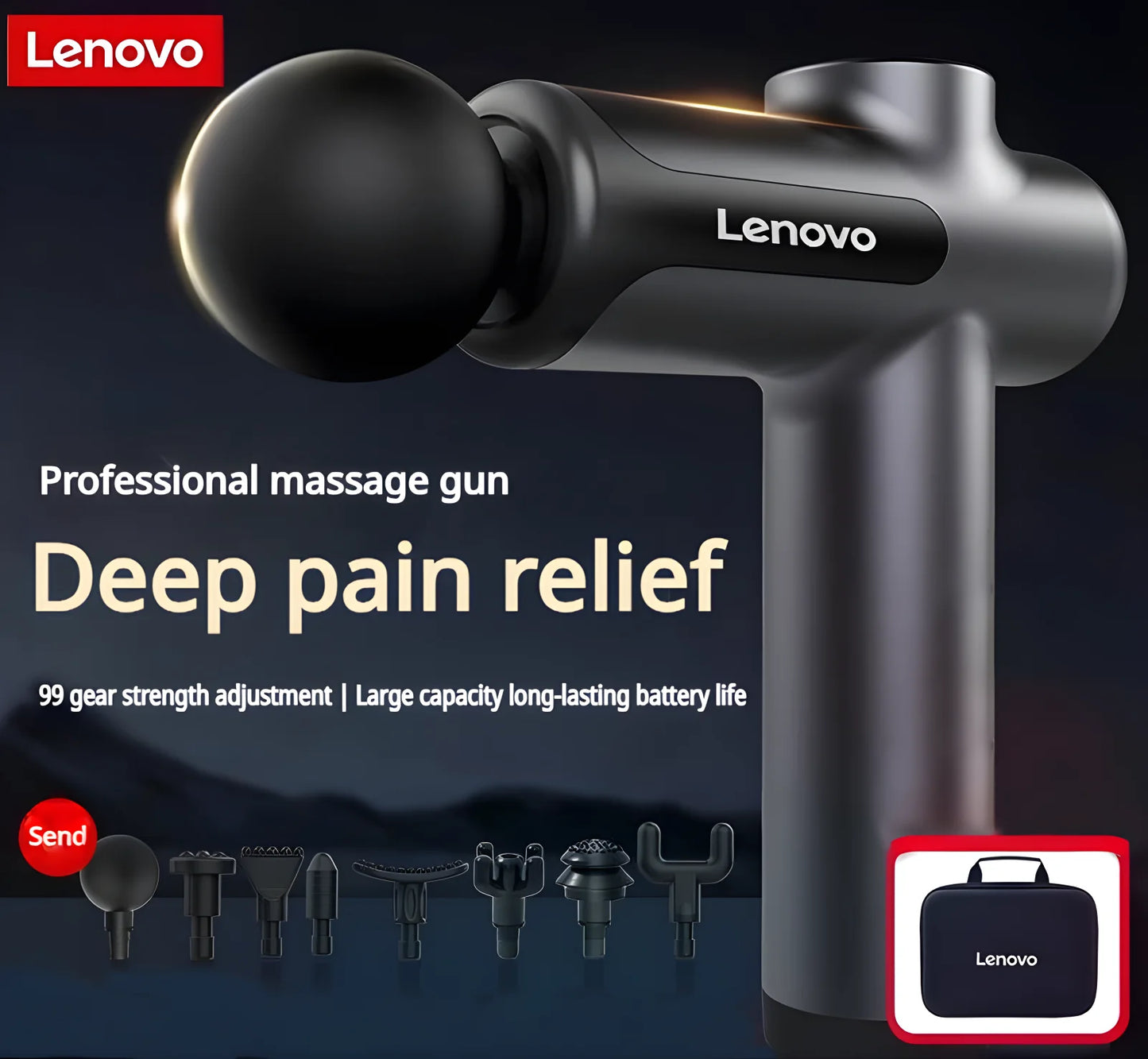 Fascia Massage Gun – Deep Muscle Relief, LED Touch Screen, 8 Heads — view 8 of sports & fitness