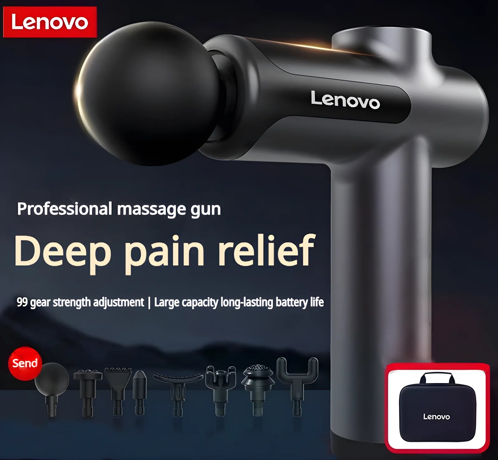 Fascia Massage Gun – Deep Muscle Relief, LED Touch Screen, 8 Heads — view 8 of sports & fitness