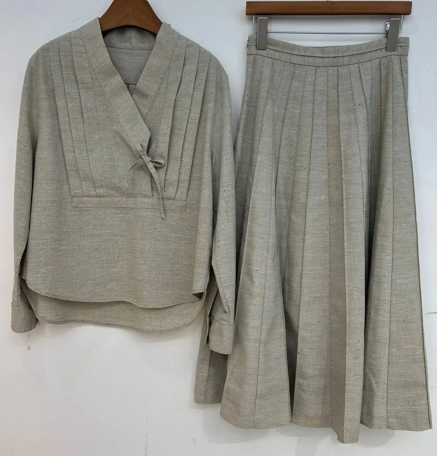 2024 autumn Silk Wool Linen set suit shirt + dresses New arrival brand casual designer skirt clothing for women