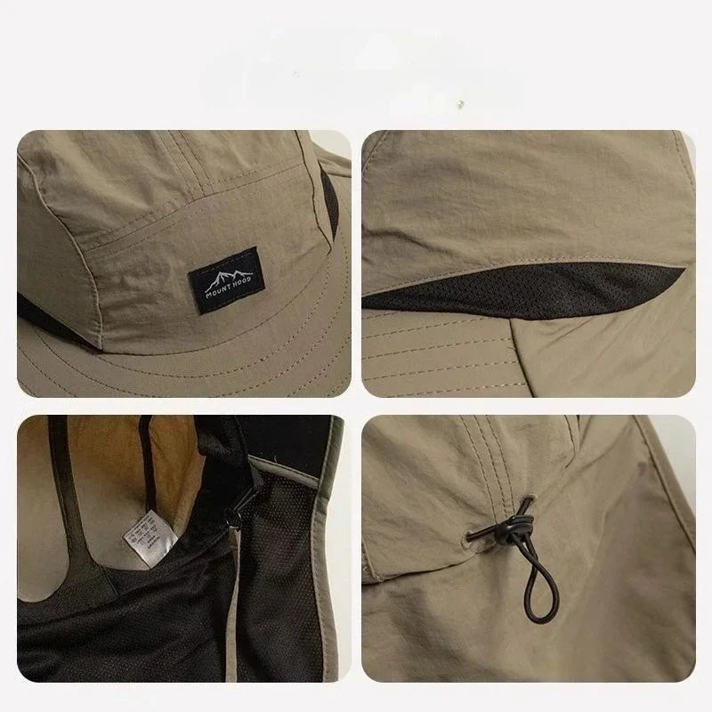 Bucket Hat Wide Brim Neck Protection — UV Outdoor Hiking Fishing Gardening Sunscreen Panama — view 6 of hats & caps