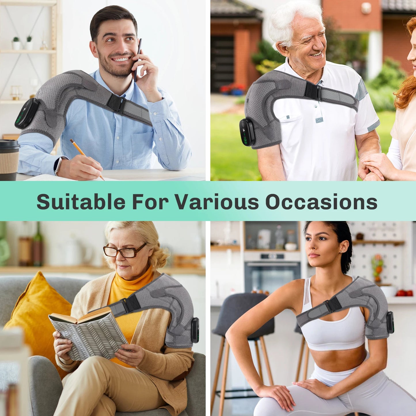 Heated Vibration Shoulder Massager Brace — Frozen Shoulder Therapy — view 5 of braces & support