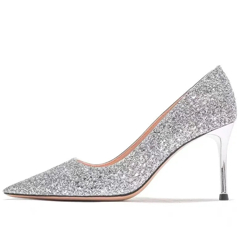Heels & Pumps — Gold & Silver Designer Wedding Heels, Bridal Luxury Stiletto Pumps — view 5 of heels & pumps