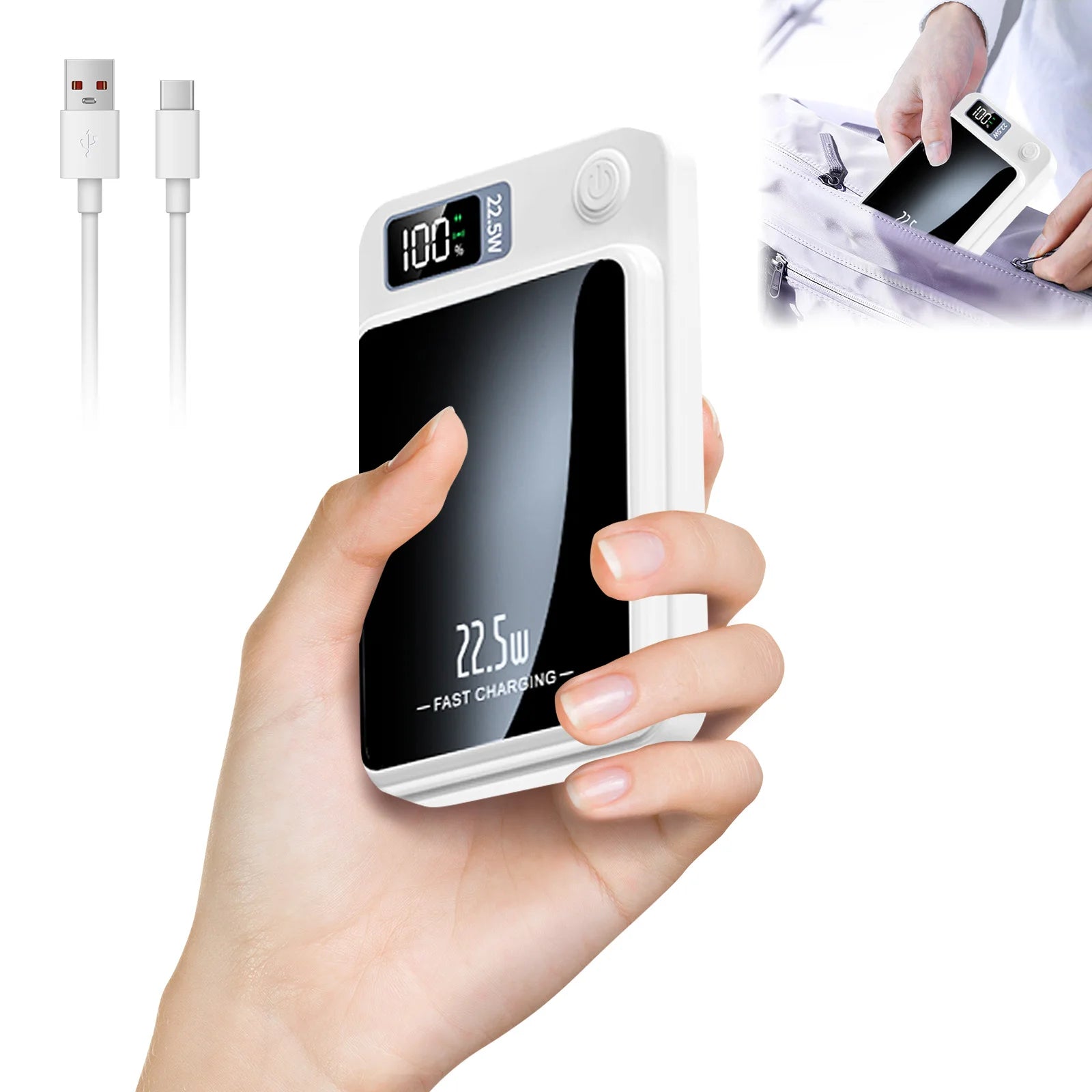 Magnetic 2-in-1 10000mAh 22.5W Wireless Power Bank — LED Display MagSafe — view 10 of power banks