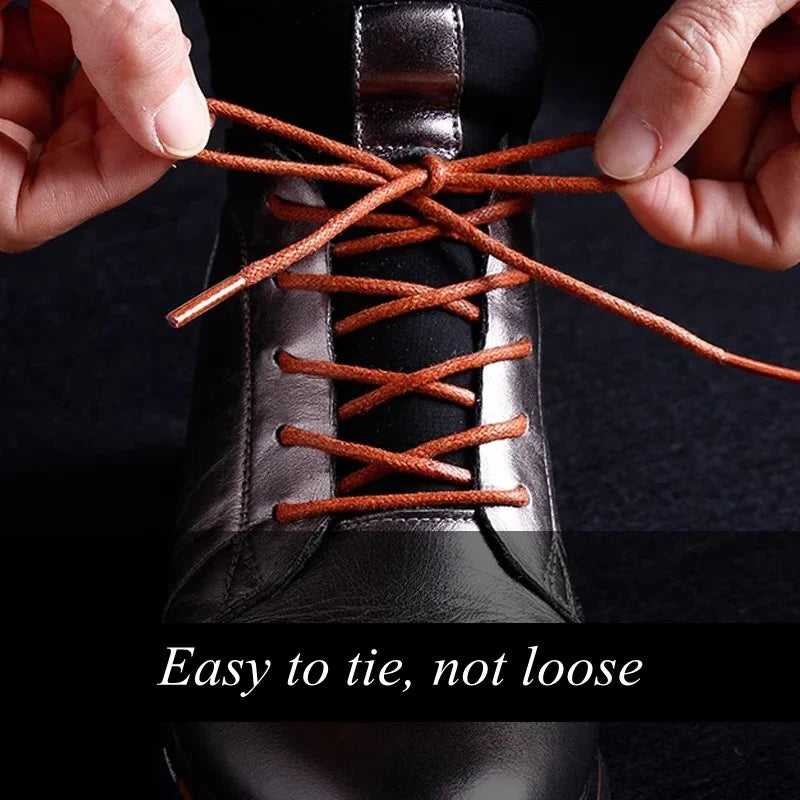 Waxed Leather Shoelaces — Waterproof Round Boot & Dress-Shoe Laces — view 3 of shoe accessories