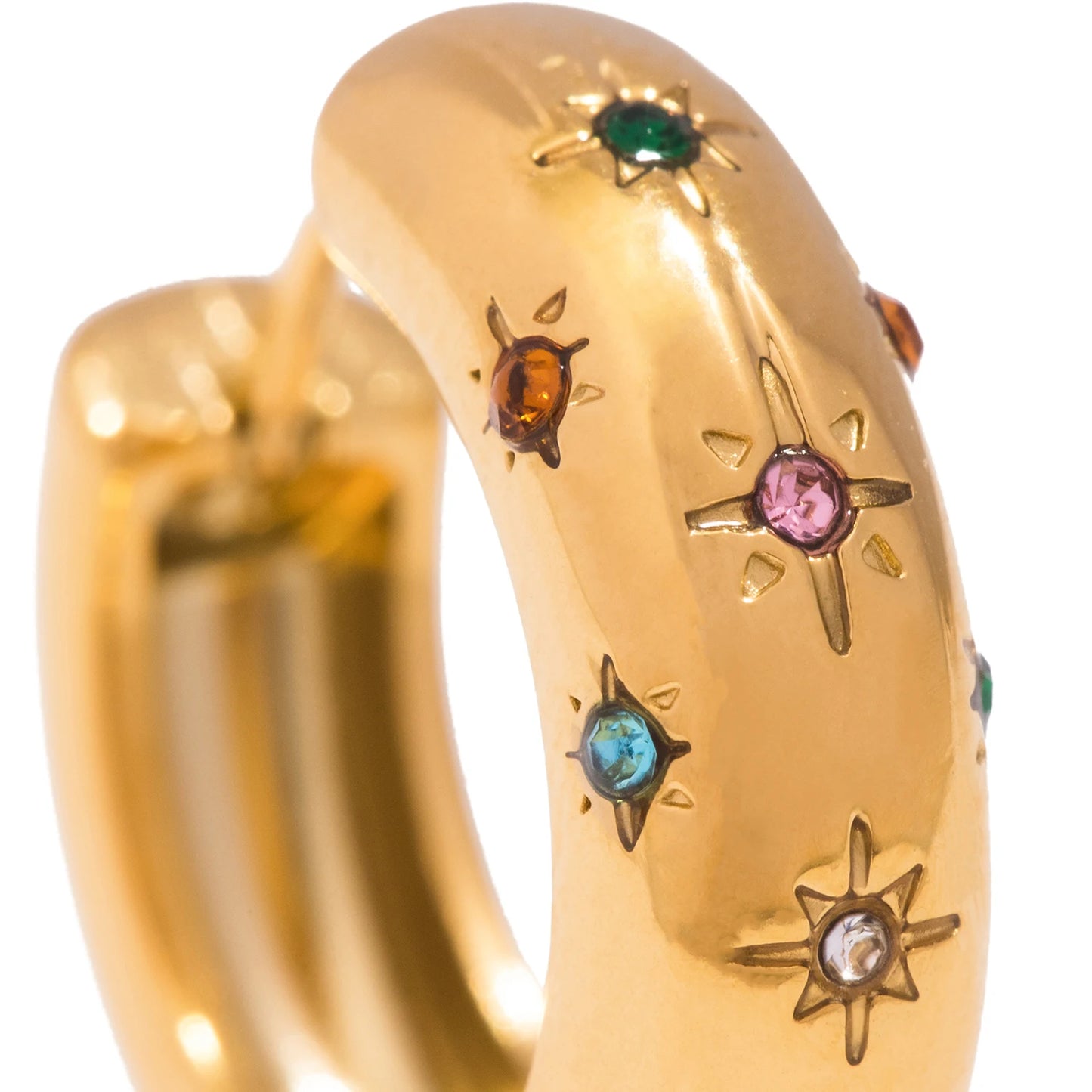UHBINYCA Women's Zircon Hoop Earrings — 18K Gold Plated Stainless Steel Jewelry — view 5 of jewelry