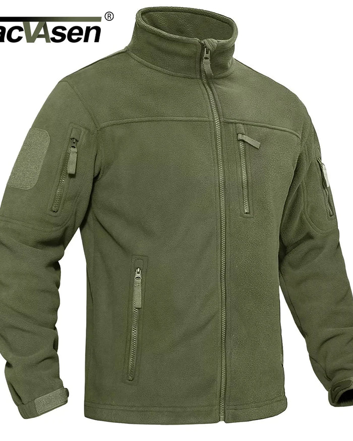 TACVASEN Men’s Windproof Fleece Jacket – Full Zip Coat with Multiple Pockets