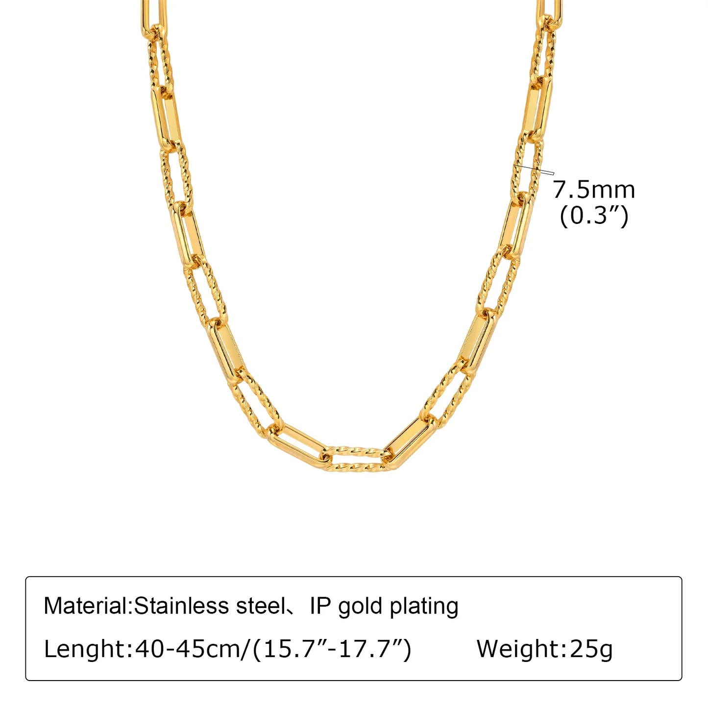 Women's 18K Gold-Plated Twist Paperclip Chain Bracelet Stainless Steel Stackable Wrist Chain — view 14 of bracelets