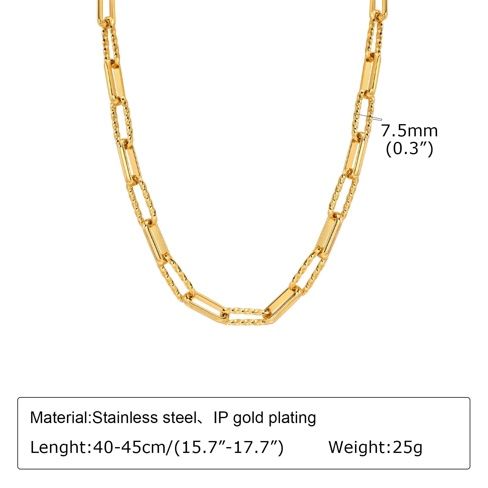 Women's 18K Gold-Plated Twist Paperclip Chain Bracelet Stainless Steel Stackable Wrist Chain — view 14 of bracelets