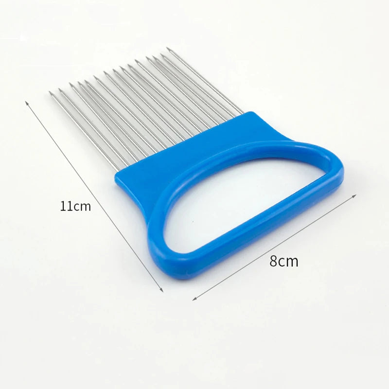 Colorful Onion Slicer — Stainless Steel Potato Chip & Onion Holder for Chopping — view 5 of kitchen gadgets
