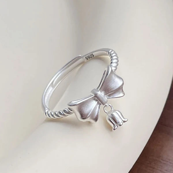 VENTFILLE Women's 925 Sterling Silver Flower Ring — Hollow Retro Fine Jewelry Gift — view 7 of jewelry