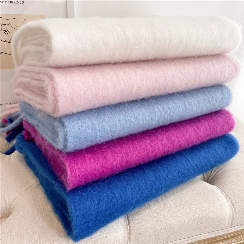 Winter Scarf Women Chunky Tassel — Cashmere Warm Pashmina Blanket Wrap Big Tassel Long Poncho — view 2 of scarves & wraps