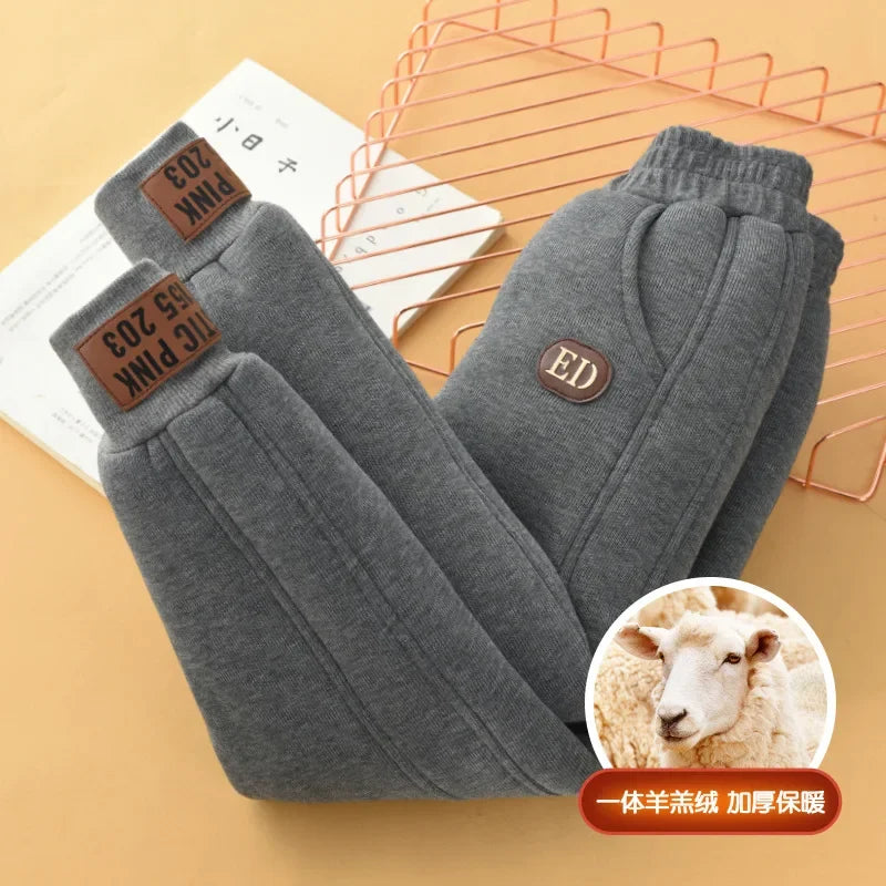 Children Winter Warm Pants for Boys and Girls Thick Sweatpants -30 Temperature Berber Fleece Casual Sports