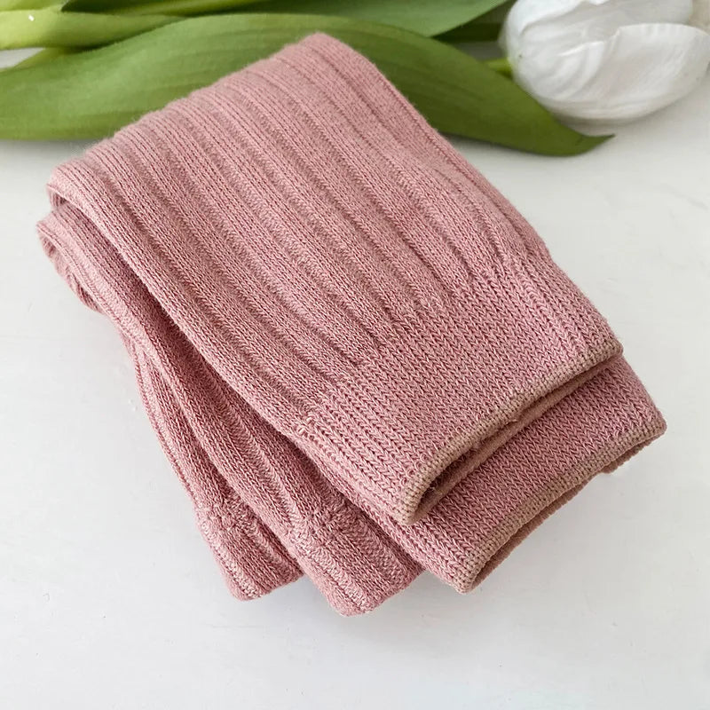 Girls Ribbed Footless Tights - 1-6Y Toddler Stretch Leggings — view 6 of baby bottoms
