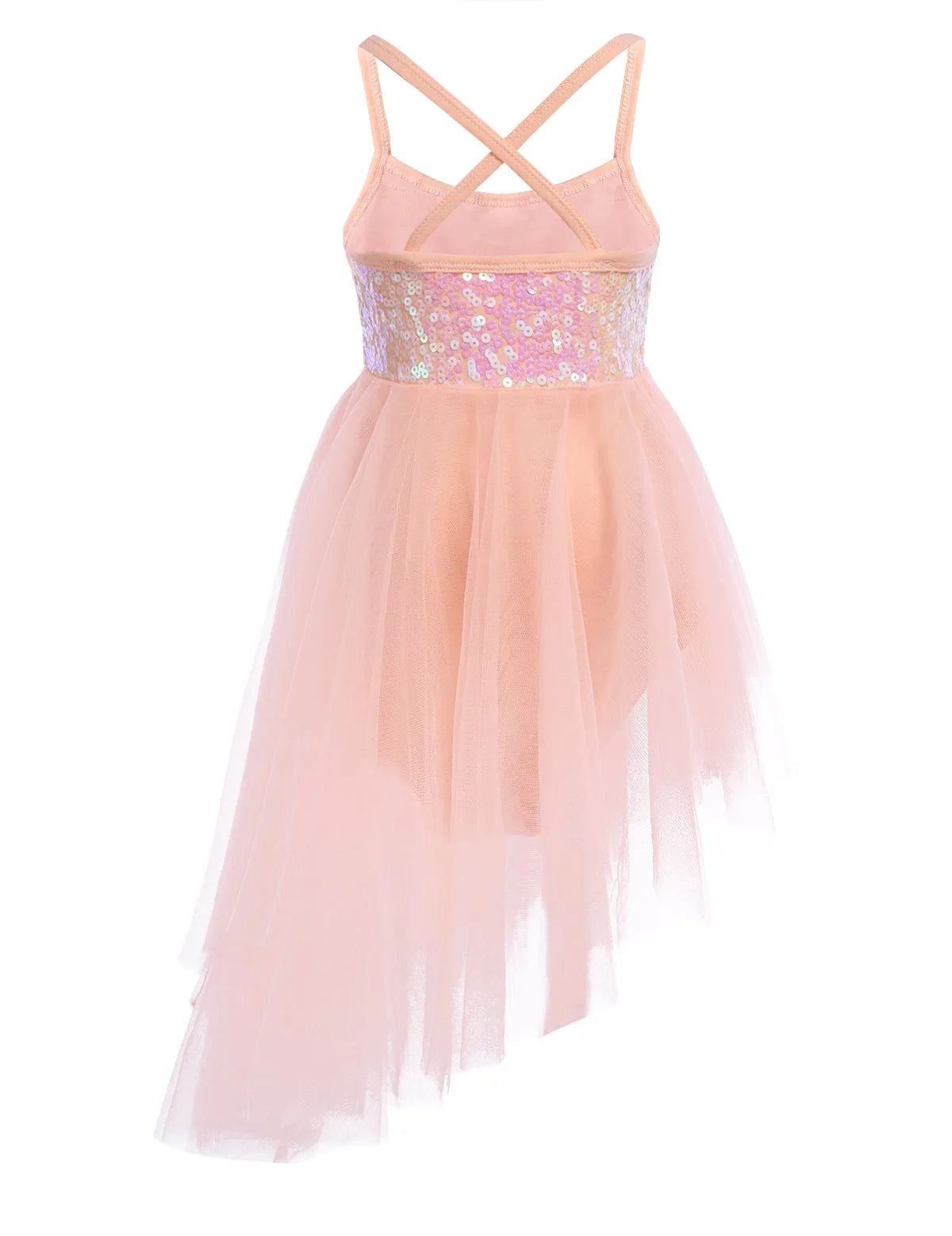 Kids Girls Sequin Ballet Tutu Hi-Lo Dress - Fairy Leotard Costume — view 2 of dance costumes