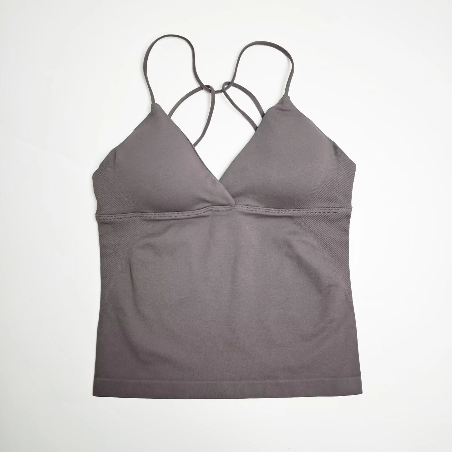 Women's Activewear Twist-Front Longline Workout Tank — Seamless Built-In Bra Yoga Top — view 12 of women's activewear