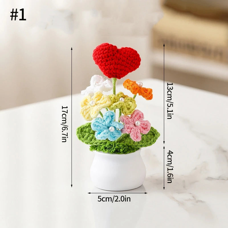 Home Decor Handmade Crochet Potted Plant — Cute Mini Faux Flower for Car, Desk & Office — view 19 of home decor