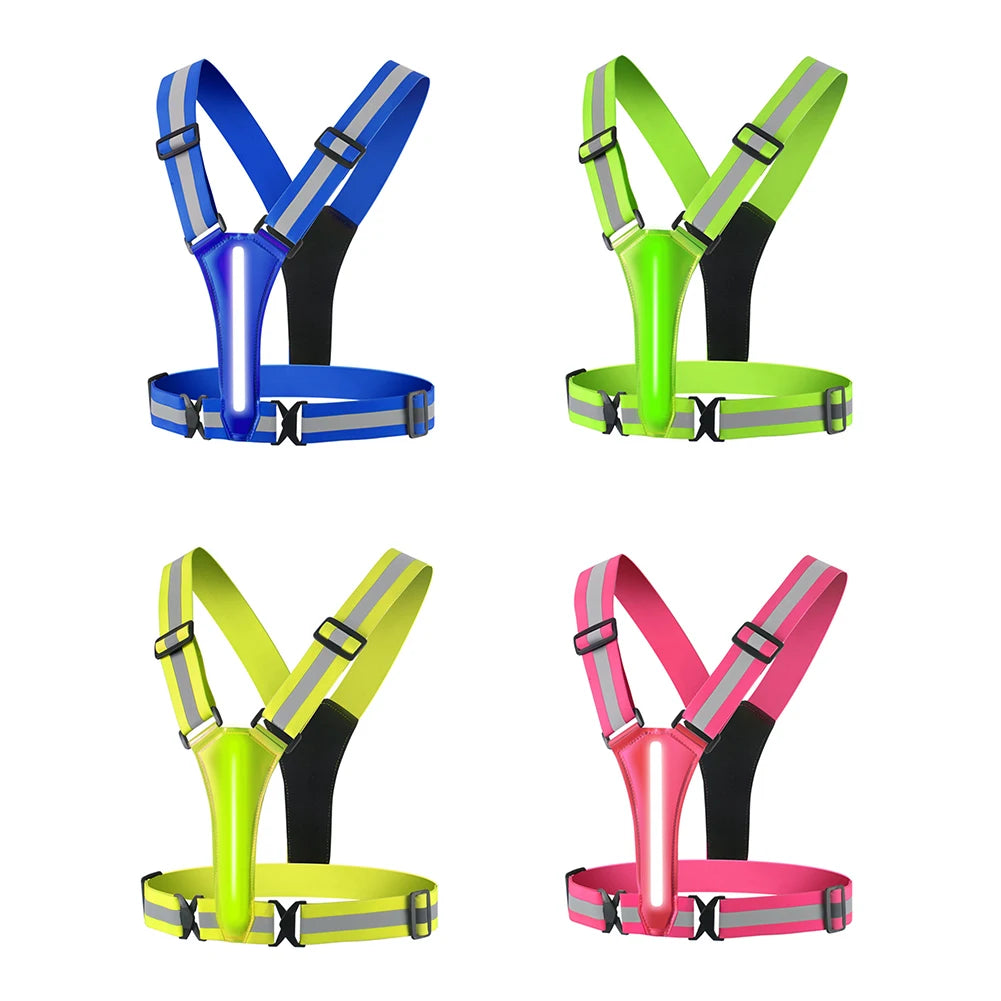 LED Running Safety Vest — USB-Rechargeable Reflective Night Visibility Vest — view 2 of sports & fitness