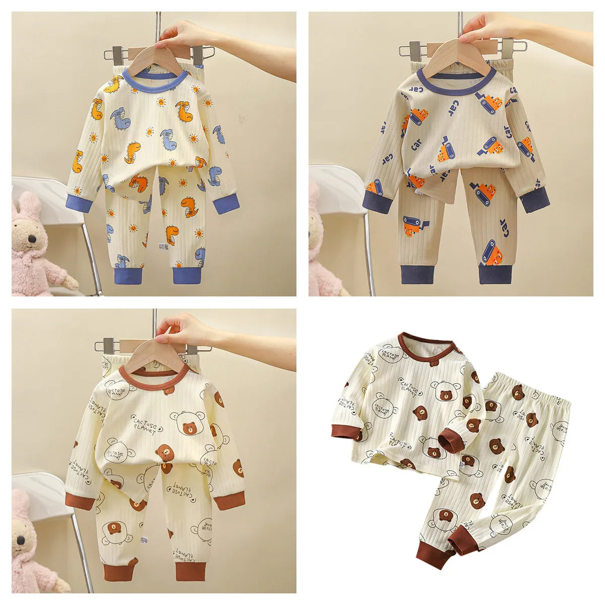 Children's Underwear Set 2pcs Baby Autumn Winter Clothes Boys Girls Long Sleeve Cotton