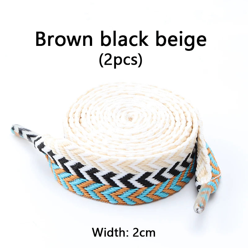 Designer-Look Flat Shoelaces — Chevron Pattern Sneaker Laces