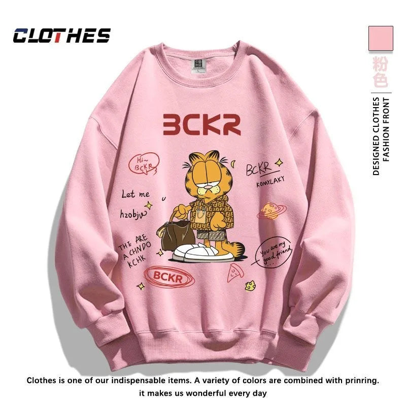 Cartoon Garfielded Printed Hoodie Fashion Garfields Cat Pullovers Oversized Sweatshirts  for Men Women Streetwear Tops Clothes