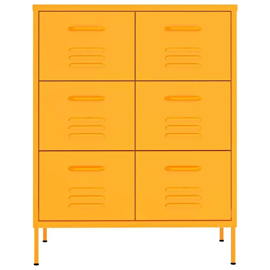 Mustard Yellow Steel Drawer Cabinet – Stylish 31.5"x13.8"x40" Storage for Home & Office