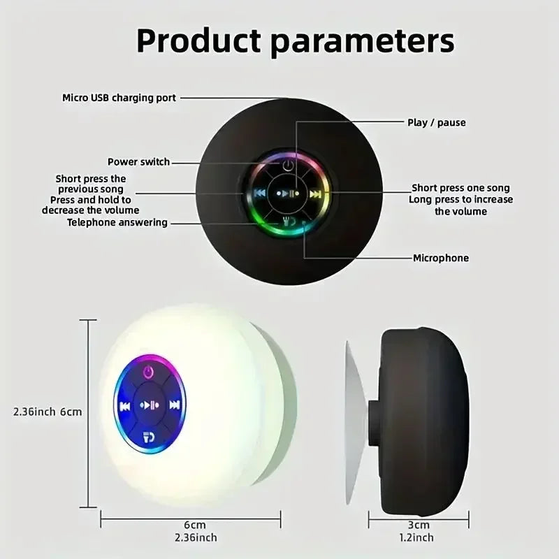 Portable Bluetooth Speaker — IPX4 Waterproof Wireless Speaker with LED Light — view 5 of audio