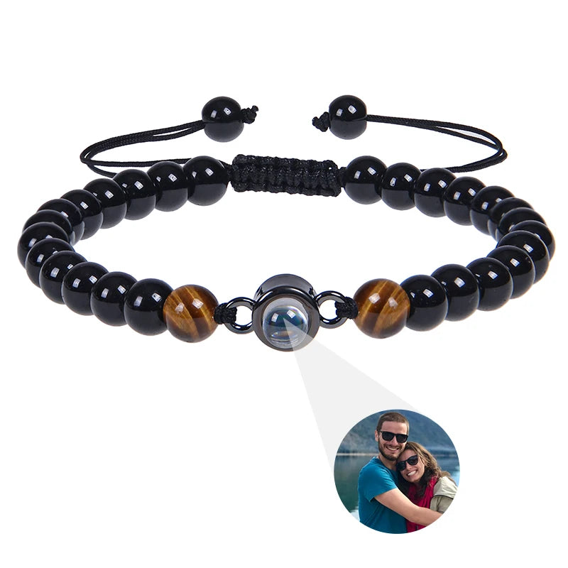 Pearl-Style Custom Photo Projection Bracelet — 6mm Personalized Beads for Couples — view 13 of bracelets
