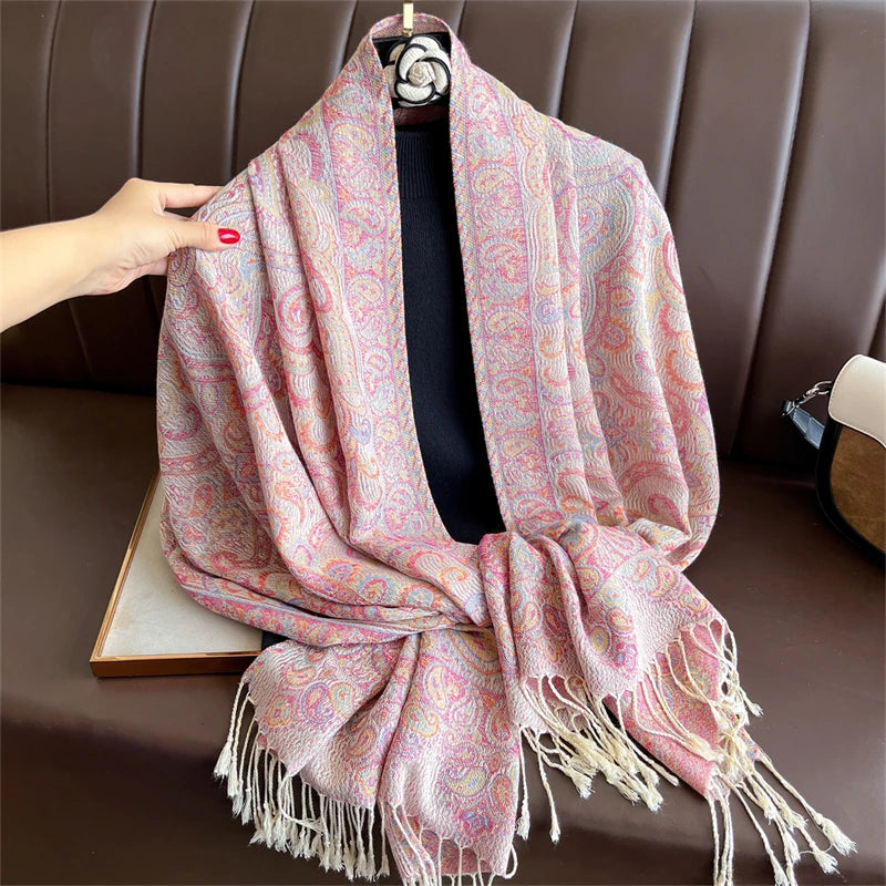 Pashmina Scarf in 58 Signature Shades — Cashmere-Feel Women's Tassel Shawl Wrap Color Stack